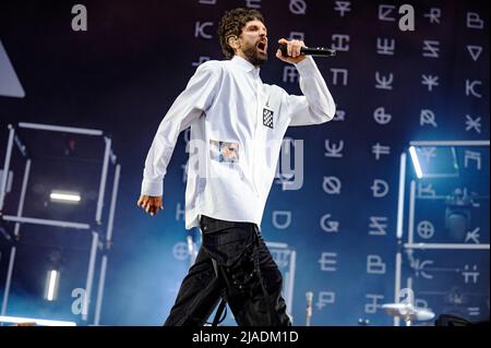 Warrington, Großbritannien. 29. Mai 2022. Sergio Pizzorno, Chris Karloff, Chris Edwards und Ian Matthews treten beim NBHD Festival 2022 auf. . 2022-05-29. Kredit: Gary Mather/Alamy Live Nachrichten Stockfoto