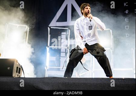 Warrington, Großbritannien. 29. Mai 2022. Sergio Pizzorno, Chris Karloff, Chris Edwards und Ian Matthews treten beim NBHD Festival 2022 auf. . 2022-05-29. Kredit: Gary Mather/Alamy Live Nachrichten Stockfoto