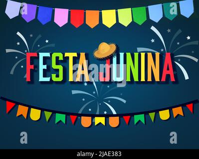 Schöne Grußkarte für Festa Junina (Junifest) Stockfoto