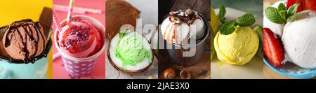 Collage mit verschiedenen süßen Eis Stockfoto