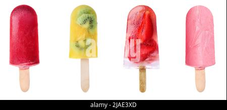 Set von leckeren Eis isoliert auf weiß Stockfoto