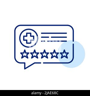 Arzt, Versicherung oder andere medizinische Dienstleistungen 5 Sterne Bewertung. Pixel-perfektes, bearbeitbares Strichliniensymbol Stock Vektor