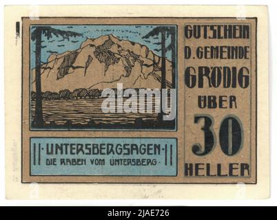Gutschein, 30 heller. Value Gemeinde (Salzburg), MÜNZAMT Stockfoto