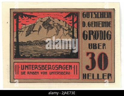 Gutschein, 30 heller. Value Gemeinde (Salzburg), MÜNZAMT Stockfoto