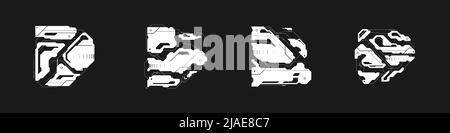 Satz futuristischer Cyberpunk-Pfeile. Set mit futuristischen Designelementen im Tech-Stil. Cyberpfeile. Hinweise im Cyberpunk-Stil. Technische Ästhetik. Vektor Stock Vektor