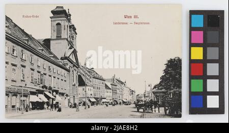 3., Landstraßer Hauptstraße - mit Rochuskirche, Blick in die Stadt, Postkarte. Unbekannt Stockfoto