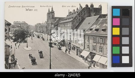 3., Landstraßer Hauptstraße - mit Rochuskirche - Blick nach Südosten, Postkarte. Paul Ledermann (1882-1946), Produzent Stockfoto