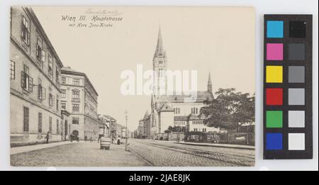 3., Landstraßer Hauptstraße-mit Herz-Jesu-Kirche, Blick in die Stadt, Postkarte. Sperlings Postkartenverlag (M. M. S.), Produzent Stockfoto