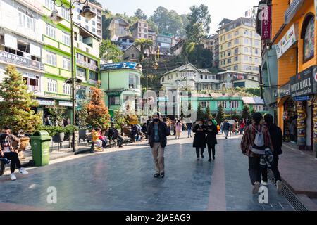 Gangtok, Sikkim, Indien - 31. Dezember 2020 : MG Marg Street in Gangtok, Sikkim, Indien. Stockfoto