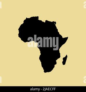 Karte von Afrika, Schildersilhouette. Weltkarte, Globus. Vektorgrafik isoliert auf farbigem Hintergrund. Afrikanischer Kontinent Stock Vektor