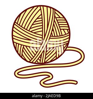 Vektor flache Illustration für Kinder Färbung in einem Doodle-Stil. Garnknäuel zum Stricken Stock Vektor