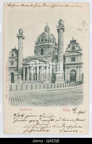 Karlskirche Wien“. Stengel & Co., Dresden, Produzent Stockfoto