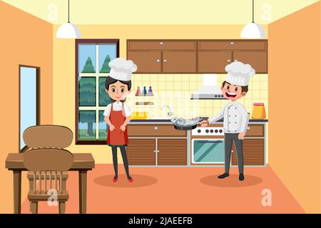 Illustration: Zwei Küchenchefs Stock Vektor