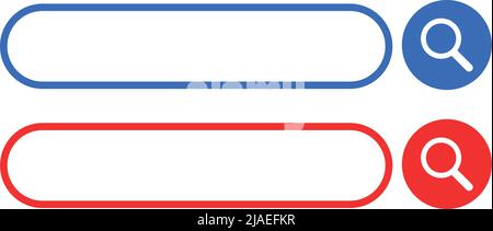 Vektorsymbol für die blaue und rote Suche. Suchfeld und Suchleiste. Bearbeitbarer Vektor. Stock Vektor