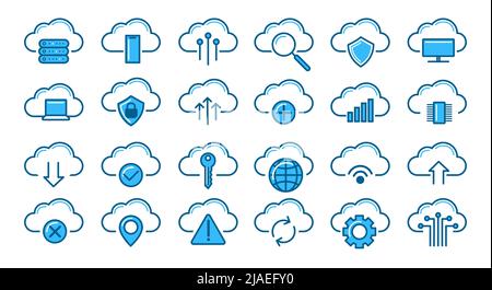 Symbole für Cloud-Synchronisierung Stock Vektor