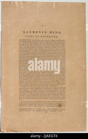 Laurence Hyde, Earl of Rochester. '. Biografie von Laurence Hyde, 1. Earl of Rochester, englischer Staatsmann und Schriftsteller (aus „The Heads of Illustrious Persons of Great Britain“). Thomas Birch (1705-1766), Autur Stockfoto