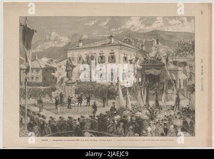 ITALIEN. - Einweihung, am 5. September 1880, von der Statue des Tizians bis nach Pieve di Cadore. '. Einweisung der Statue des Tizians in Pieve di Cadore (aus' dem illustren'). Unbekannt Stockfoto