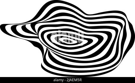 Abstrakte schwarz-weiße Streifenform. Verflüssigen der Wellenform. Stock Vektor
