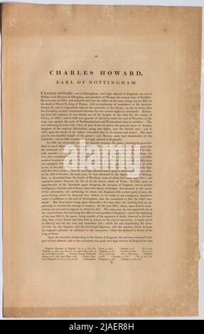 CHARLES HOWARD, EARL OF NOTTINGHAM“. Biografie Charles Howard, 1. Earl von Nottingham (aus „die Häupter illustrer Persönlichkeiten Großbritanniens“). Thomas Birch (1705-1766), Auteur Stockfoto