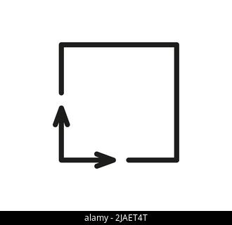 Symbol für quadratische Fläche. Koordinatenachsenzeichen. Koordinatensystem. Symbol für flache mathematische Grafik. Messung der Landfläche. Piktogramm der Dimension platzieren. Vektorkontur Stock Vektor