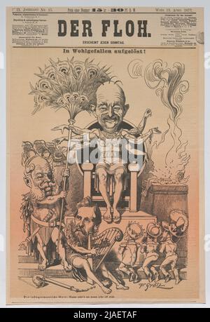 Bismarck, der indo-europäische Gott; aufgelöst in Lust! (Titelseite von „The Flea“). Friedrich Graetz (Grätz) (1842-1912), Karikaturist, C. Angerer & Göschl, Druckerei Stockfoto