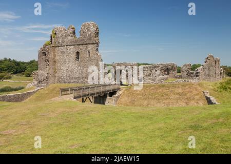 Ogmore Castle Ruins (12.. Jahrhundert), Ogmore, Bridgend, South Wales, Großbritannien Stockfoto