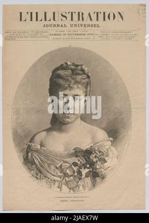 L´Archiduchesse Marie-Christine; Pure d´ESPAGNE '. Erzherzogin Maria Christina von Österreich, Königin von Spanien (' L'ILLUDATION '). Henri Thiriat, Xylograph Stockfoto