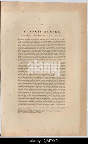 FRANCIS RUSSEL, ZWEITER EARL OF BEDFORD.'. Biografie von Francis Russell, 2. Earl of Bedford (aus 'The Heads of illustrous Persons of Great Britain'). Thomas Birch (1705-1766), Auteur Stockfoto