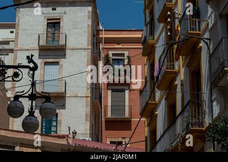 Tarragona ist eine Küstenstadt in Katalonien (Spanien). Es ist die Hauptstadt und größte Stadt des Landkreises Tarragonès, das Camp de Tarragona. Stockfoto