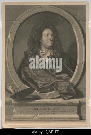 Charles vom gewöhnlichen Maler Roy, ehemaliger Direktor und Rektor seiner königlichen Akademie. '. Charles de la Fosse, Französischer Hofmaler. Gaspard Duchange (1662-1757), Kupferstecher, nach: Hyacinthe Rigaud (1659-1743), Künstlerin Stockfoto