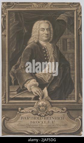 Barthold Heinrich Brockes, Lt .. Kommt Palatinus Caesareus et Reibubl. Hamburgensis Senator. '. Pfälzische Barthold Heinrich Brockes. Danach: Balthasar Denner (1685-1749), Künstler, Johann Jakob Haid (1704-1767), Mezzotint Künstler Stockfoto