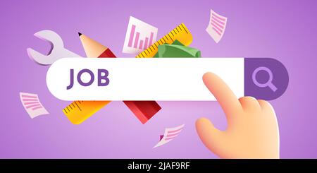Cartoon Hand auf der Suche nach einem Job mit Internet. Vektorgrafik Stock Vektor