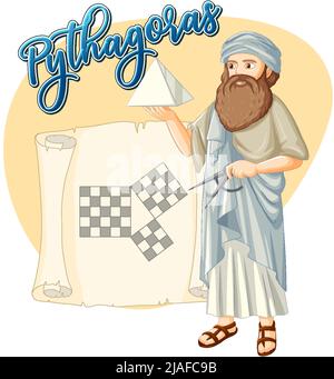 Pythagoras Zeichentrickfigur isolierte Illustration Stock Vektor