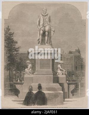 Die Statue von Sir Hugh Myddelton in Islington-Green, die vom verstorbenen John Thomas modelliert wurde. '. M. Jackson: Statue von Hugh Myddleton, Goldschmid, Banker, Unternehmer, Ingenieur in Islington Green, erstellt von John Thomas (aus den Illustrated London News). Unbekannt Stockfoto