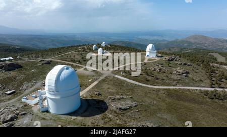 Einrichtungen des Calar Alto Observatoriums in der Provinz Almeria, Spanien. Stockfoto