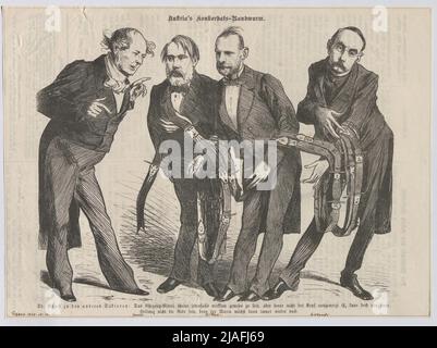 Österreichs Koncordats-Bandwurm. '.' Austrias Konkordats-Bandwurm'; Karl Giskra, Eduard Herbst, Friedrich Ferdinand von Beust, Belcredi (aus 'Figaro'). Unbekannt Stockfoto