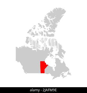 Provinz Manitoba auf der Karte von Kanada hervorgehoben Stock Vektor