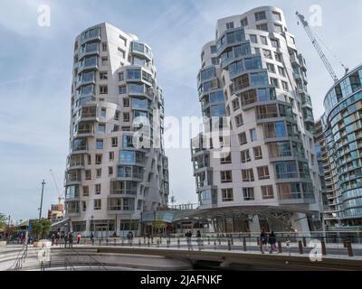 Battersea Prospect Place Apartments, Teil des regenerierten Battersea Power Station Standorts in Battersea, Wandsworth, South London, Großbritannien. Stockfoto