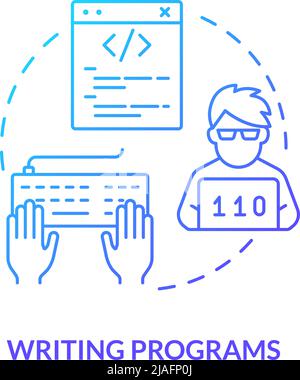 Schreiben von Programmen blaues Gradientenkonzept-Symbol Stock Vektor