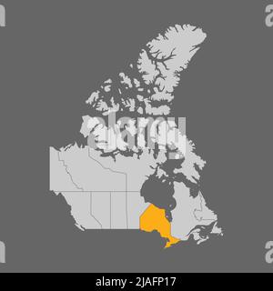 Provinz Ontario auf der Karte von Kanada hervorgehoben Stock Vektor