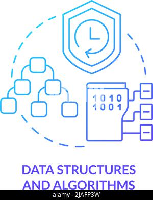 Symbol für Datenstrukturen und Algorithmen mit blauem Farbverlauf Stock Vektor