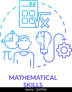 Symbol für das Konzept der mathematischen Fähigkeiten mit blauem Gradienten Stock Vektor