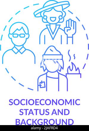 Sozioökonomischer Status und blaues Gradientenkonzept-Symbol im Hintergrund Stock Vektor