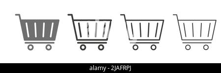Sammlung von Warenkorb-Symbolen in Striche. Stock Vektor