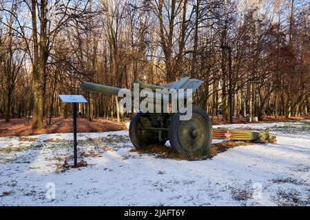 Rjasan, Russland - 22. November 2021: Sowjetische 122 mm Haubitze M-30 Stockfoto