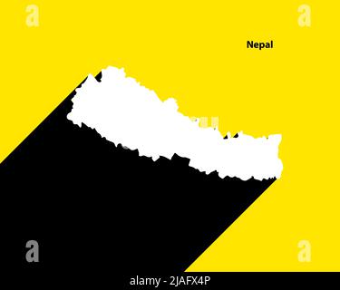 Nepal-Karte auf Retro-Poster mit langem Schatten. Vintage-Zeichen einfach zu bearbeiten, zu bearbeiten, zu ändern oder zu färben. Stock Vektor