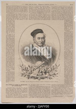 C. F. Gauß“. Carl Friedrich Gauß (aus „About Land und Meer. General Illustrirte Zeitung“). Nach: Friedrich Eduard Ritmüller (1805-1869), Künstler Stockfoto