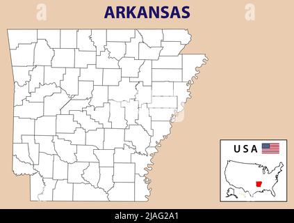 Karte Von Arkansas. Politische Karte von Arkansas in Outline. Stock Vektor