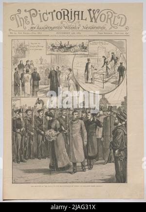 DIE RÜCKKEHR DES MARQUIS UND DER MARCHIONESS VON LORNE AUS KANADA NACH ENGLAND.“ Die Rückkehr des Marquess von Lorne und der Prinzessin Louise Caroline aus Kanada ('die Bildwelt. An Illustrated Weekly Newspaper“). Unbekannt Stockfoto