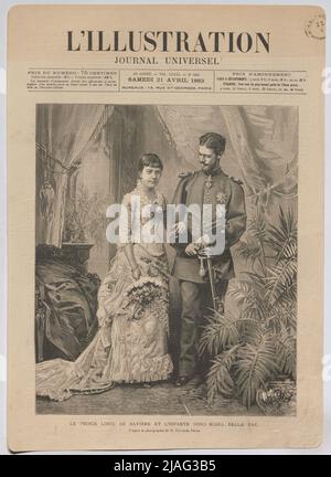 Le Prince Louis de Baviere et l´infante Dona Maria della Paz. '. Prinz Ludwig Ferdinand von Bayern und die Infantin von Spanien, Maria de la Paz (aus' L'Ilustation. Journal Universel '). Henri Thiriat, Xylograph, Nach: Fernando Debas, Fotograf Stockfoto